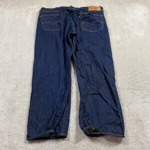 Levis 501 Jeans Mens 44x30 Blue Button Fly Straight Leg Dark Wash Classic Denim